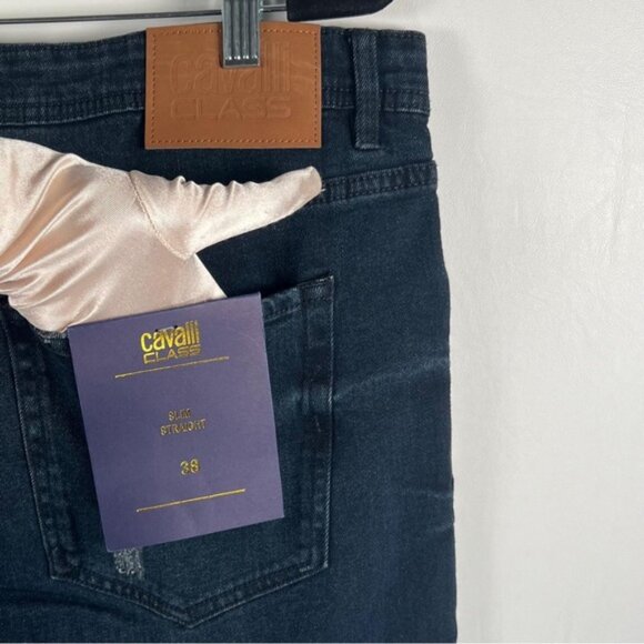 NWT CAVALLI CLASS SLIM STRAIGHT Distressed Jeans OXJ211 DS028 Size 38 X 30 - Picture 11 of 14